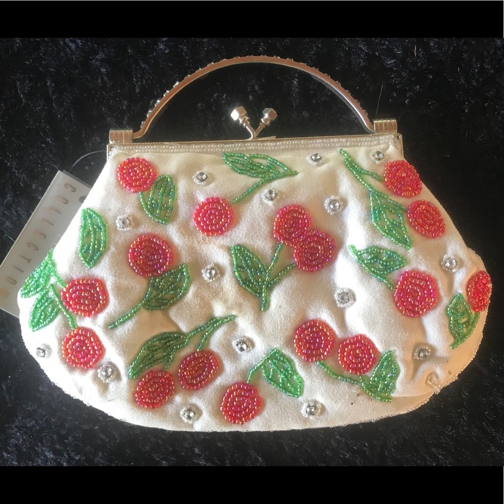 NWT Strawberry Sequin Beaded Clutch